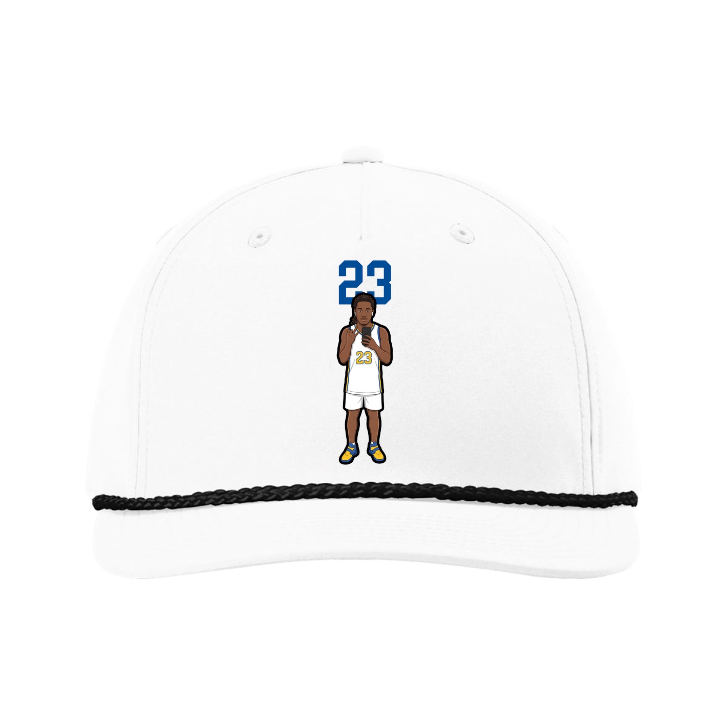 Five-Panel Classic Rope Cap — Number Top in White