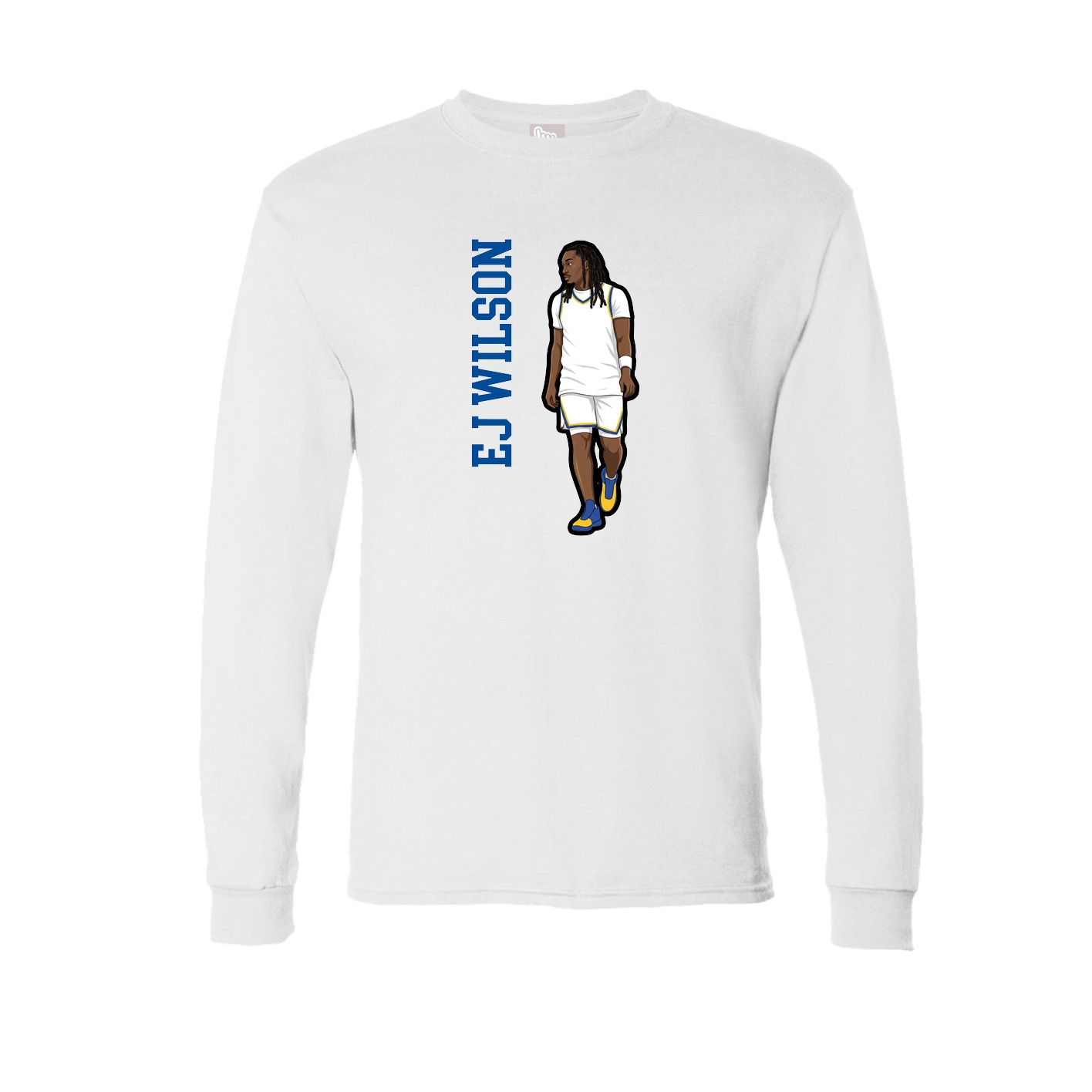 Long Sleeve Tee — Name Vertical in White