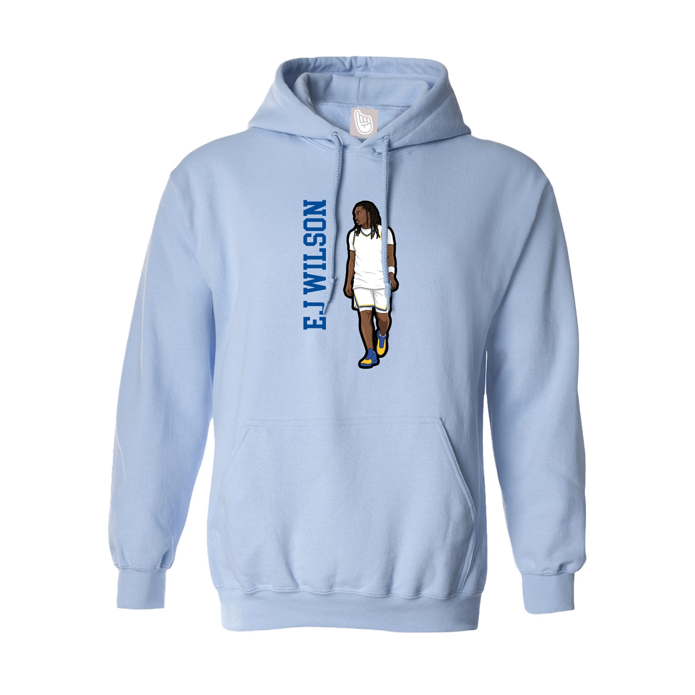 Hoodie — Name Vertical in Light Blue