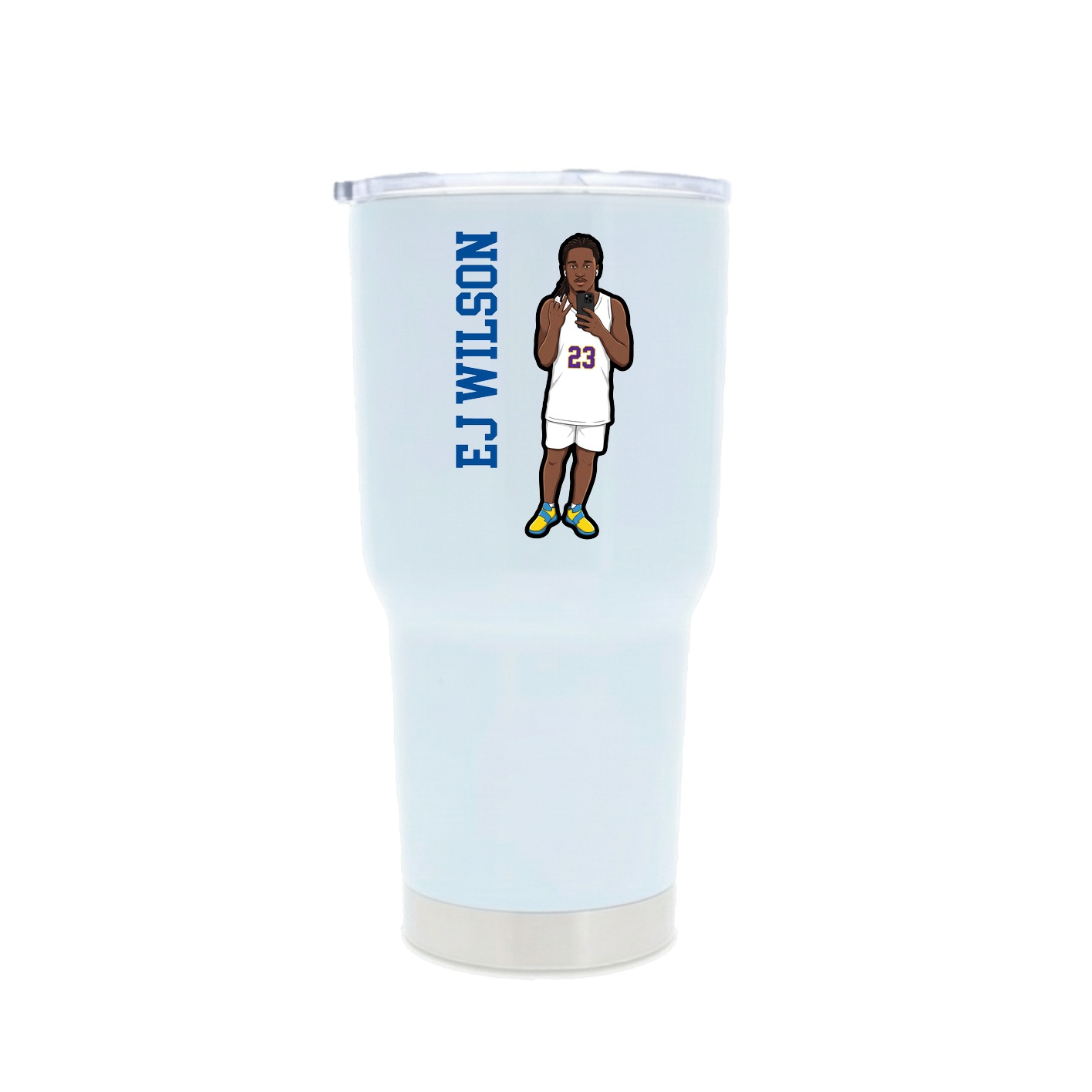 30oz Stainless Steel Tumbler — Name Vertical in White