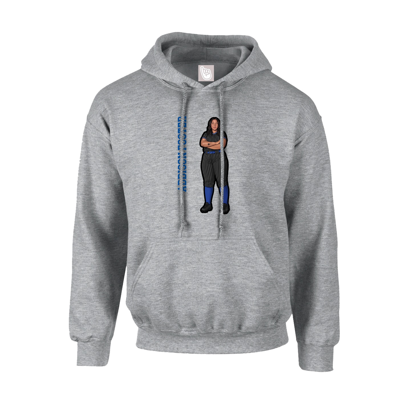 Youth Hoodie — Name Vertical in Grey