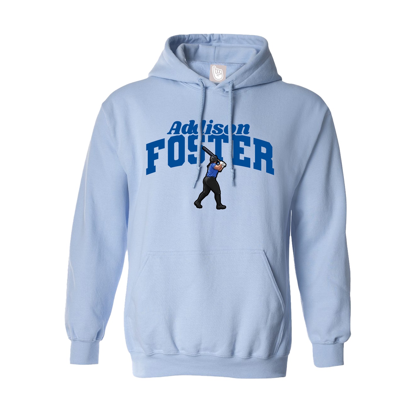 Hoodie — Signature Arch in Light Blue