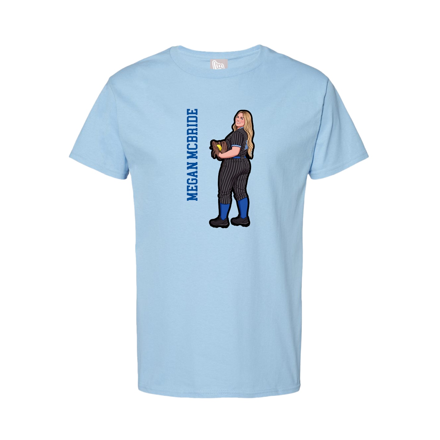 Youth Tee — Name Vertical in Light Blue