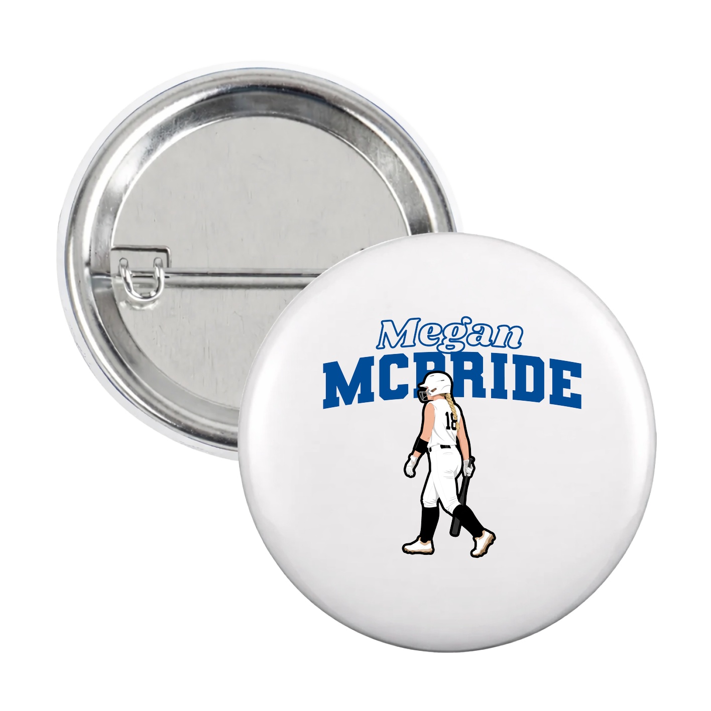 Game Day Button — Name Arch in White