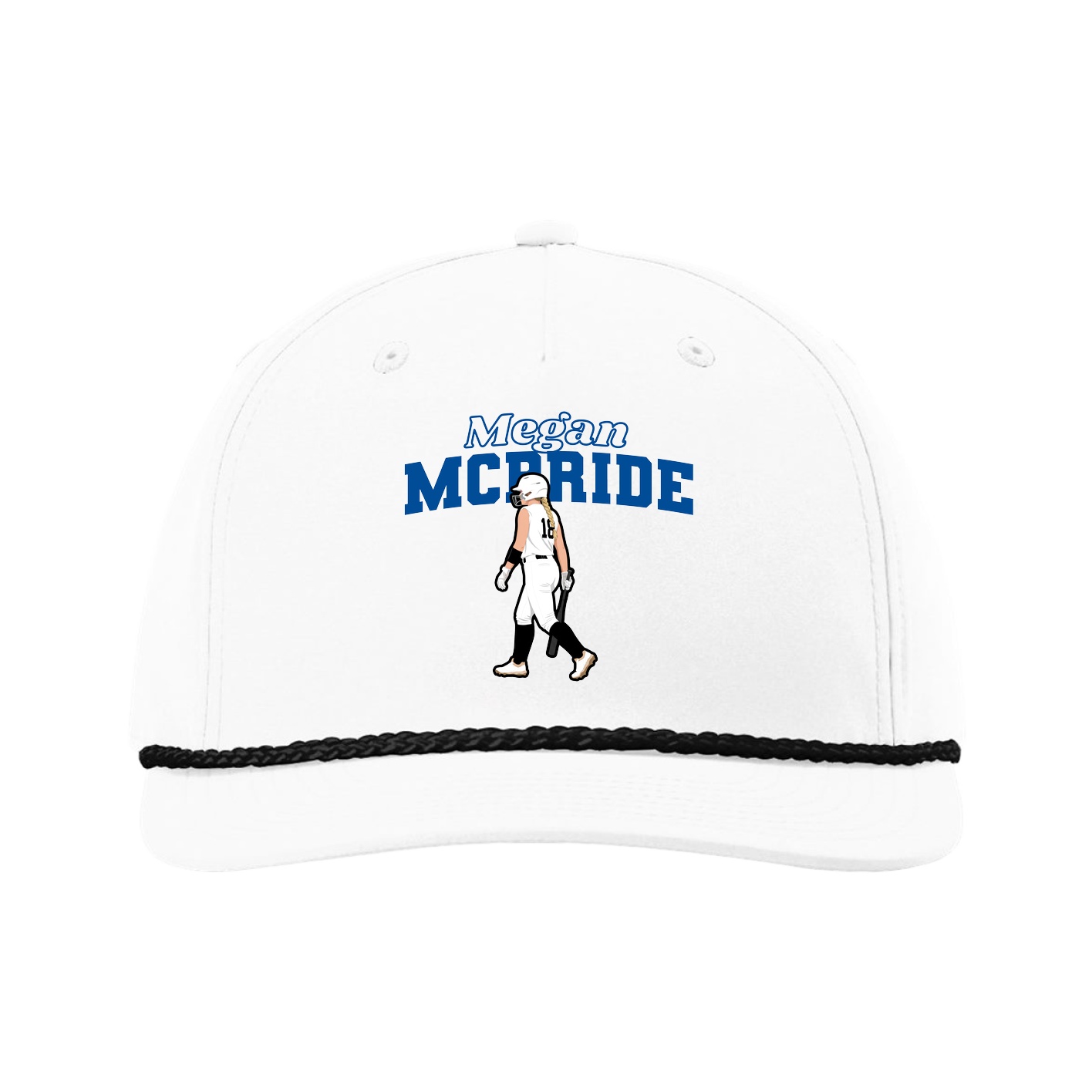 Five-Panel Classic Rope Cap — Name Arch in White