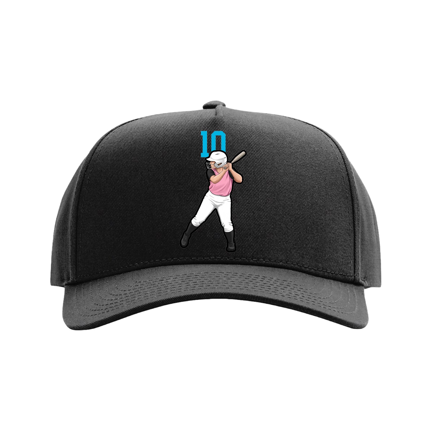 Full Fabric Five-Panel Champ Cap — Number Top in Black