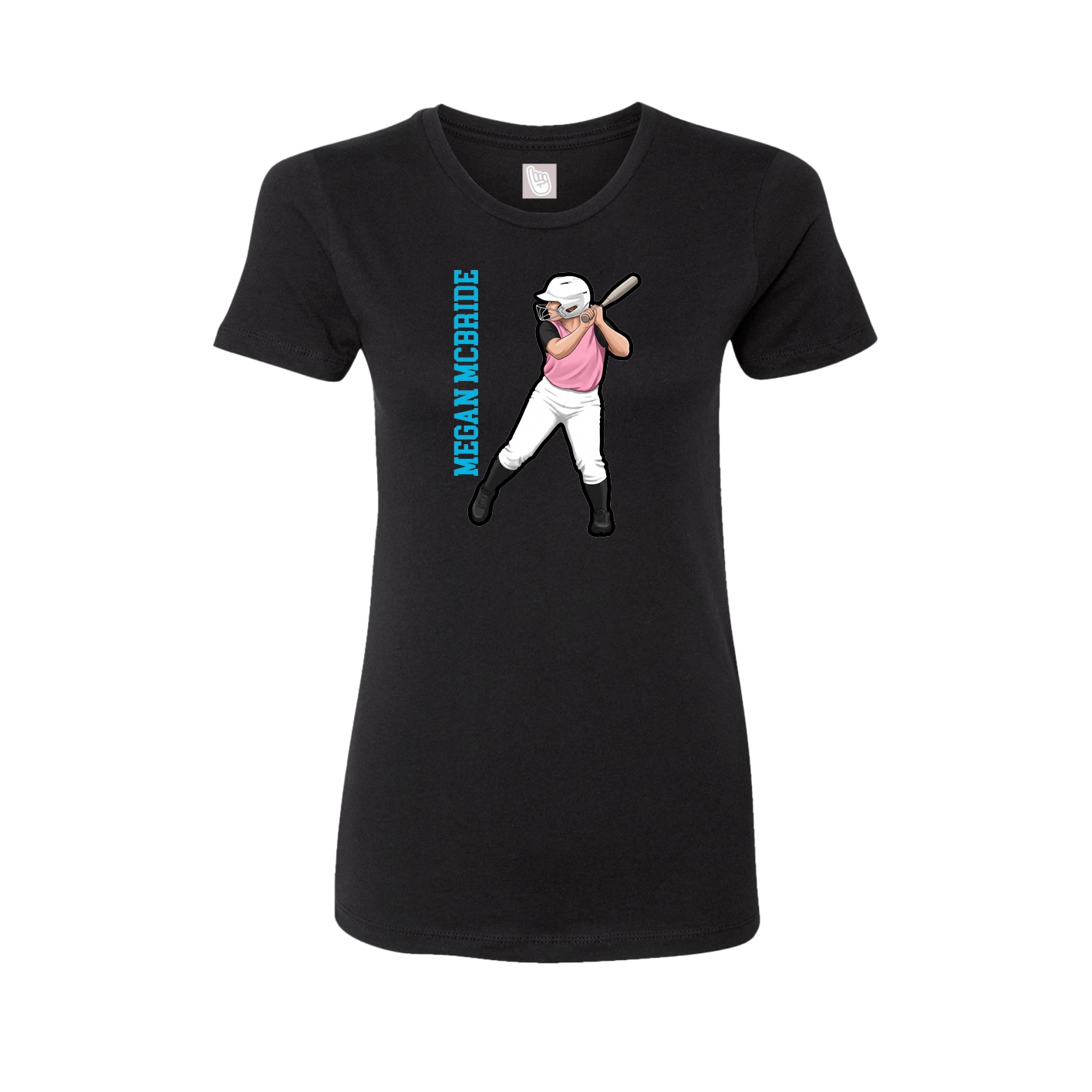 Fitted Women's Tee — Name Vertical in Black