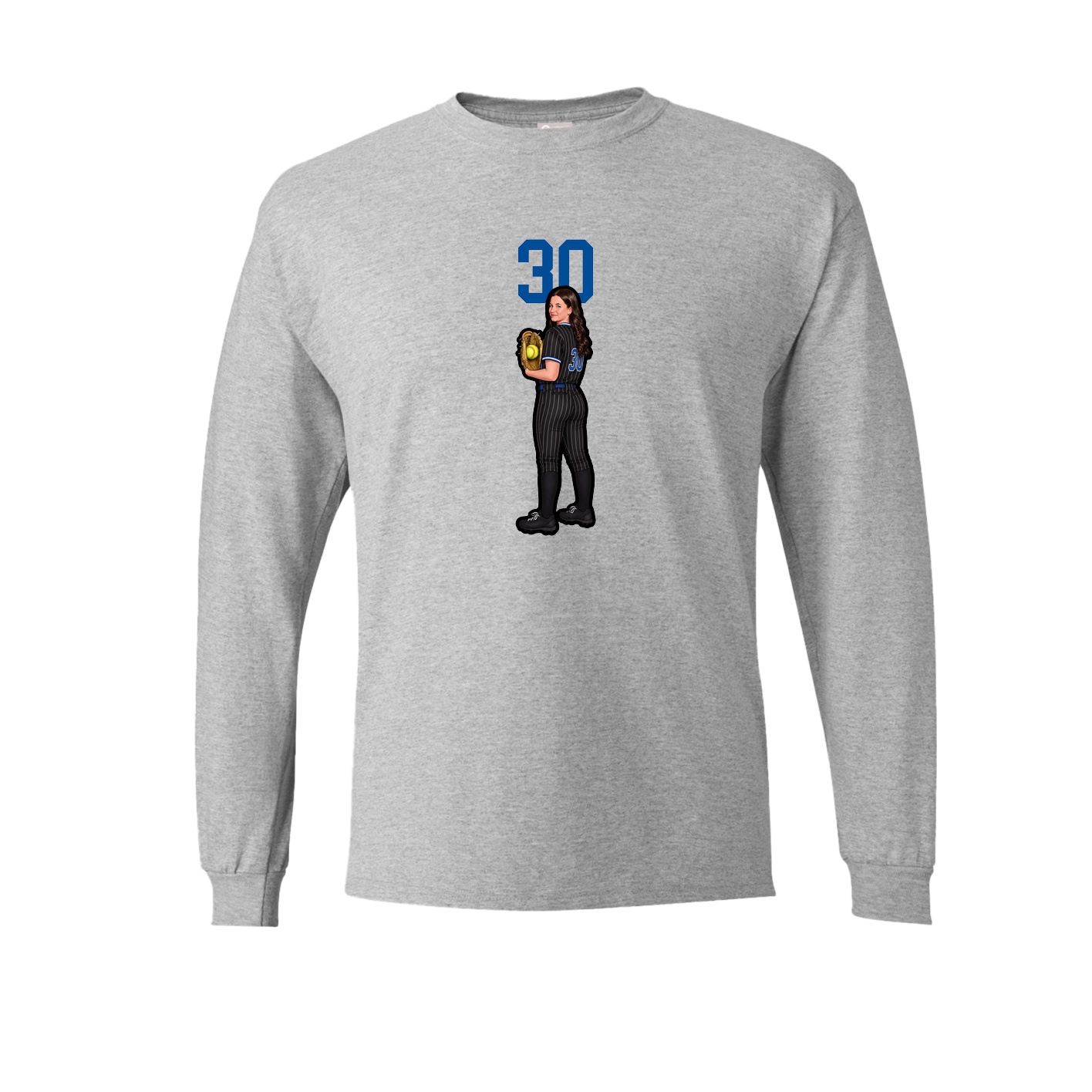Long Sleeve Tee — Number Top in Grey