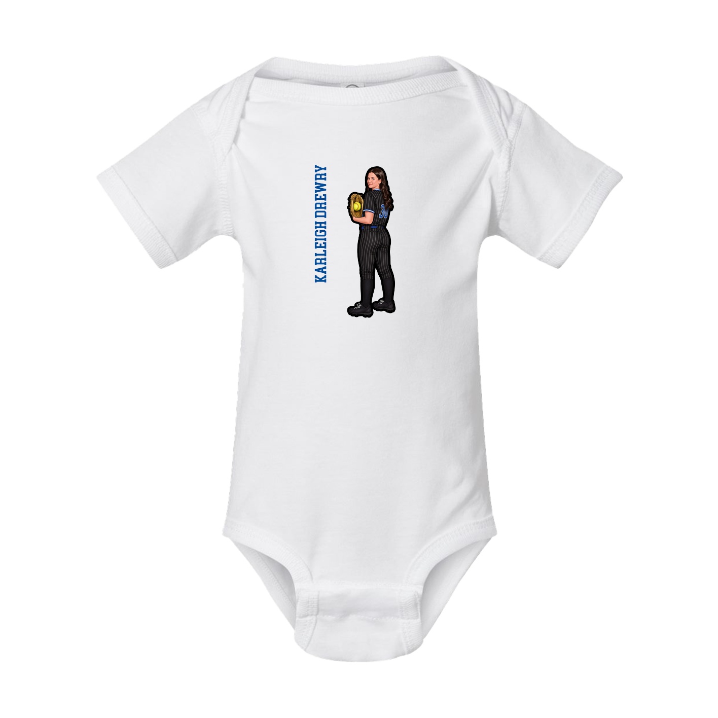 Baby Onesie — Name Vertical in White