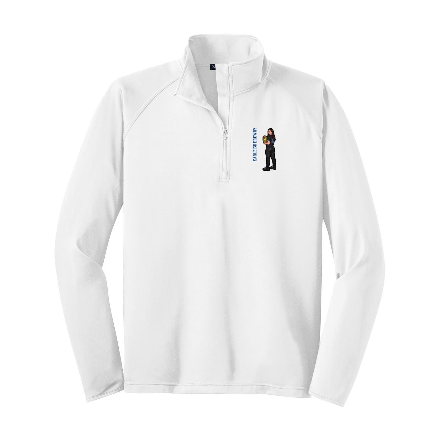 Q-Zip Pullover — Name Vertical in White