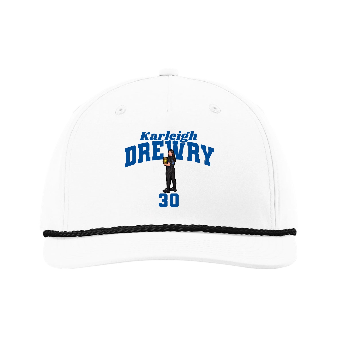 Five-Panel Classic Rope Cap — Signature Arch in White
