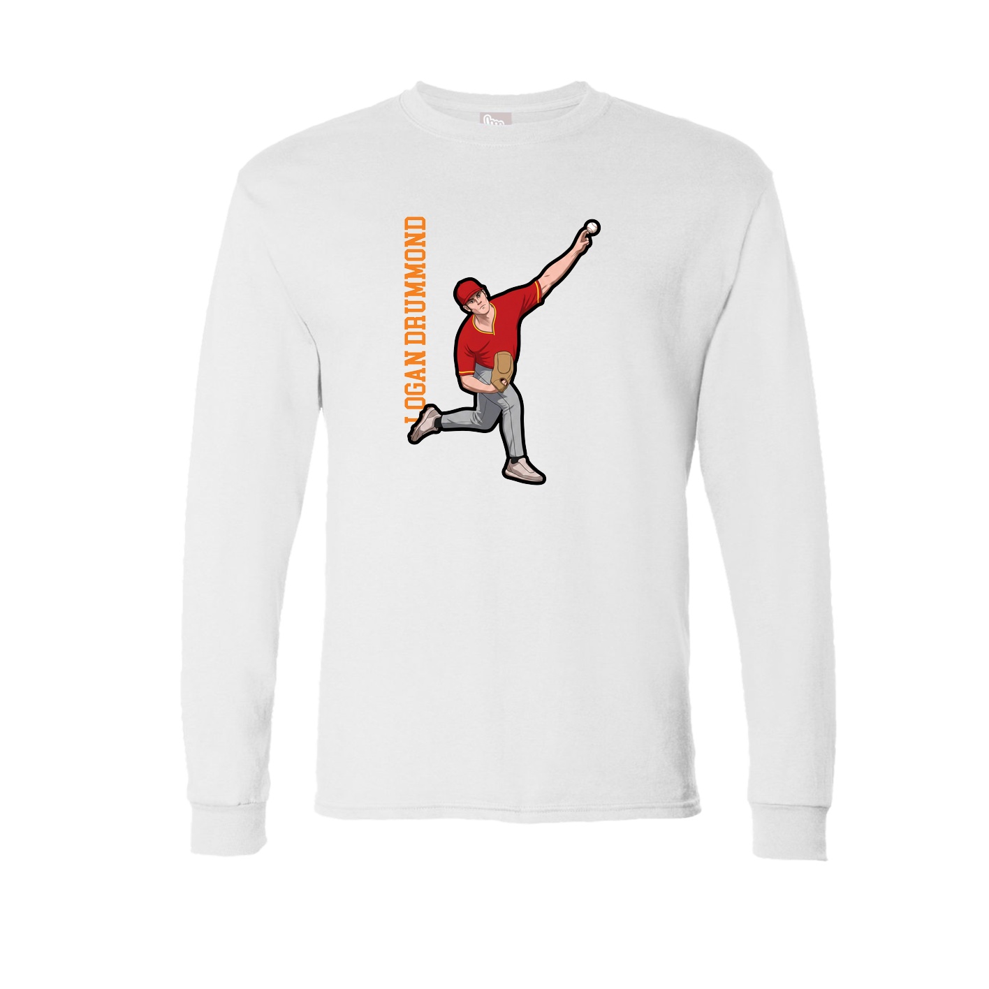 Long Sleeve Tee — Name Vertical in White