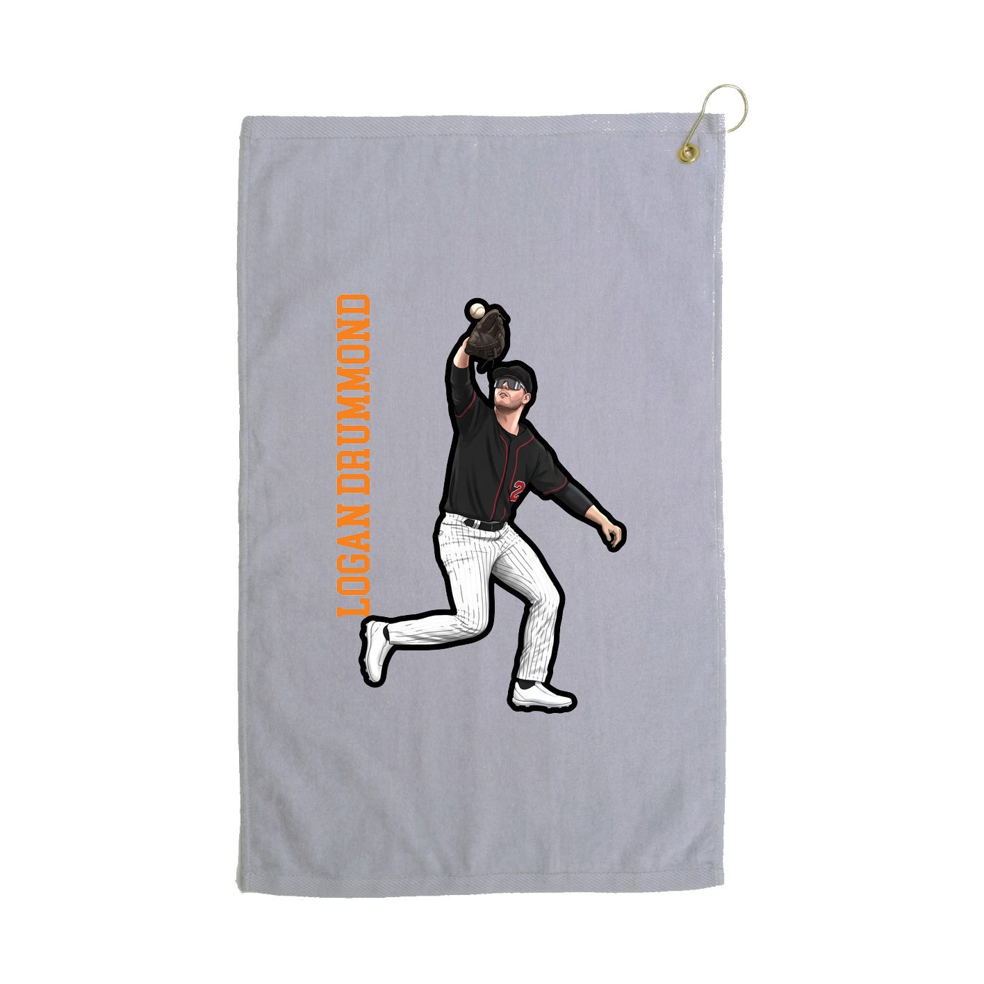 Golf Towel — Name Vertical in Grey