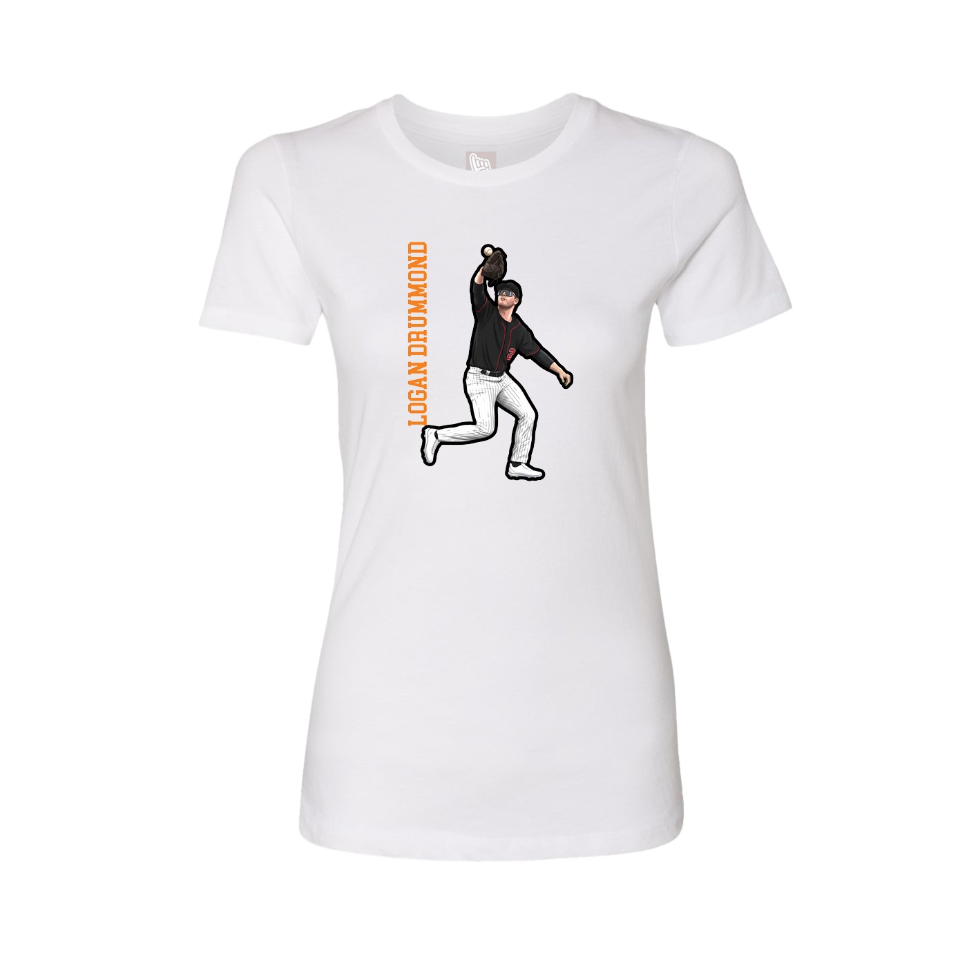 Fitted Women's Tee — Name Vertical in White