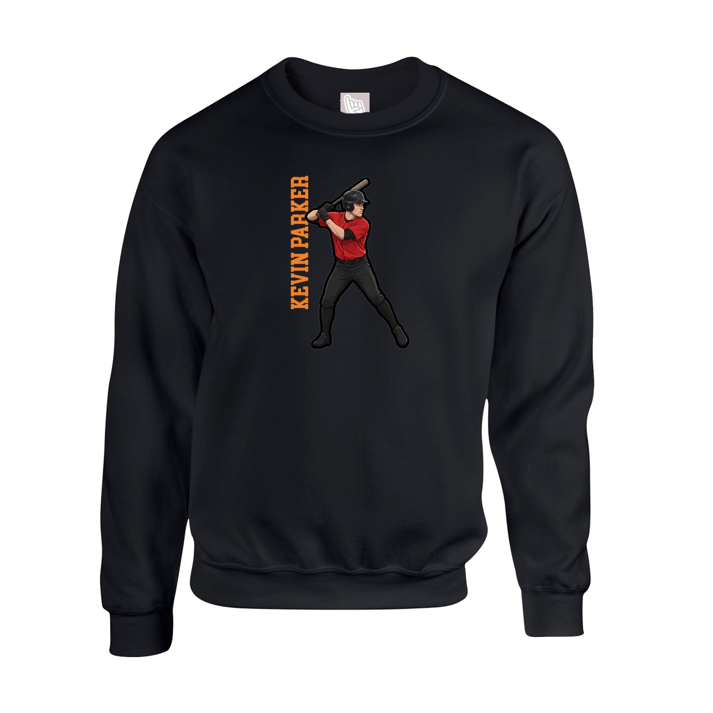 Fleece Crew — Name Vertical in Black