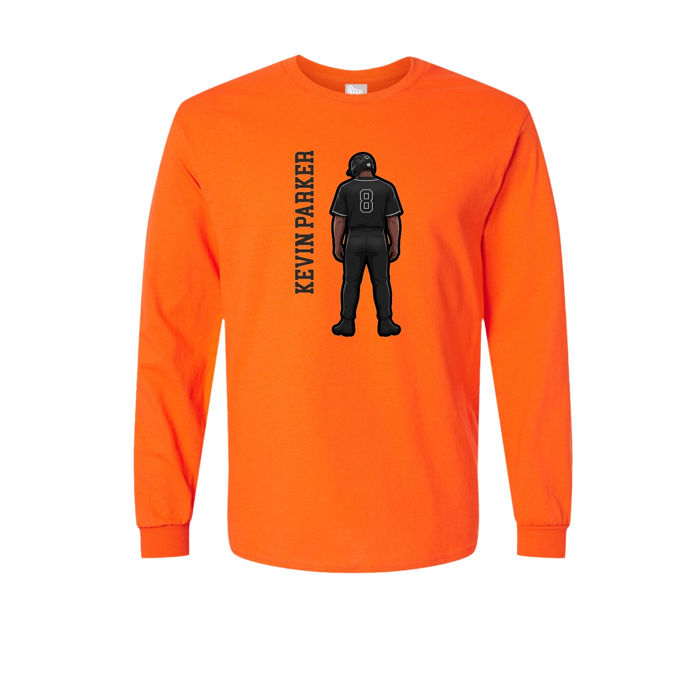 Long Sleeve Tee — Name Vertical in Orange