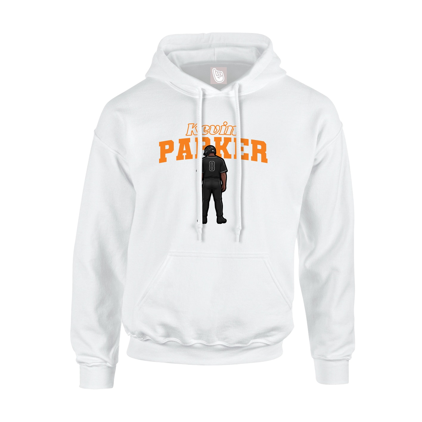 Youth Hoodie — Name Arch in White