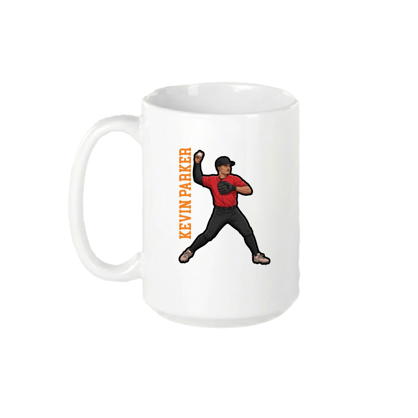 15oz Coffee Mug — Name Vertical in White