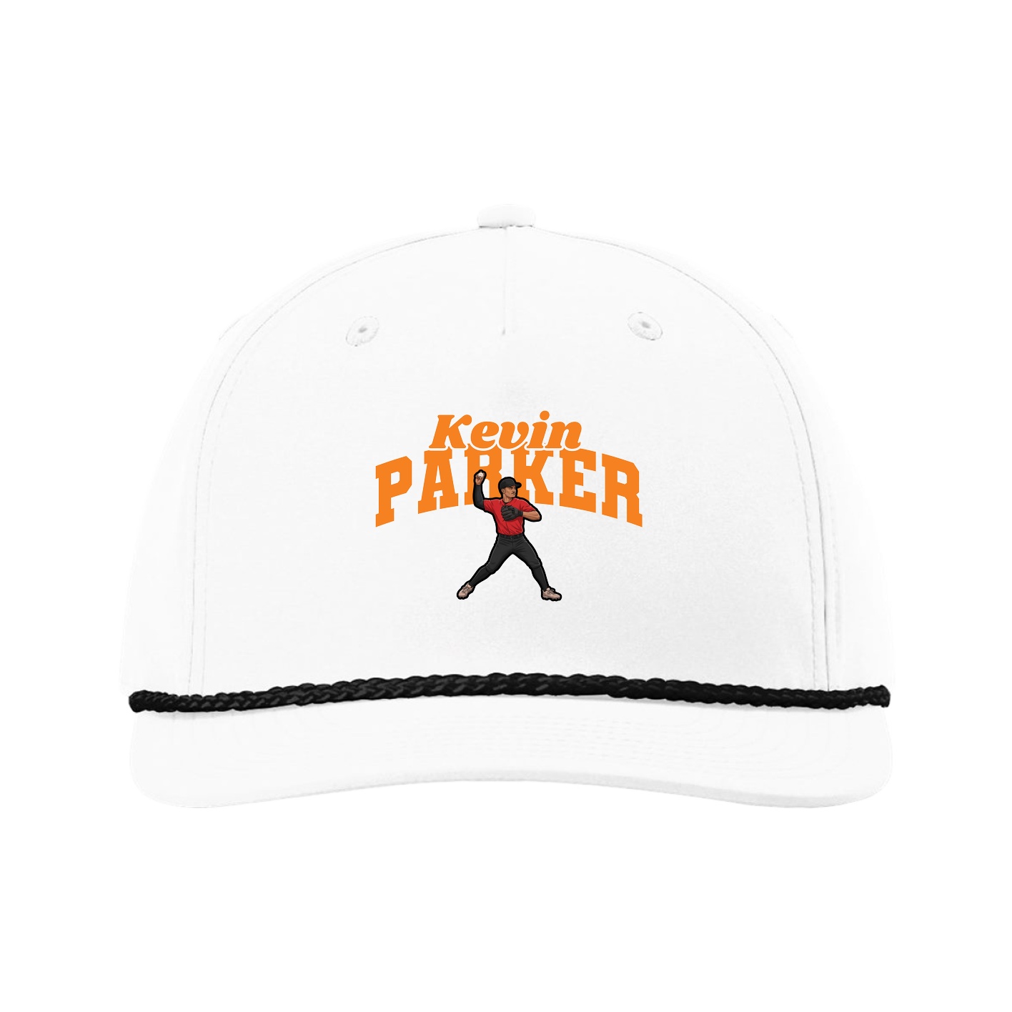 Five-Panel Classic Rope Cap — Signature Arch in White