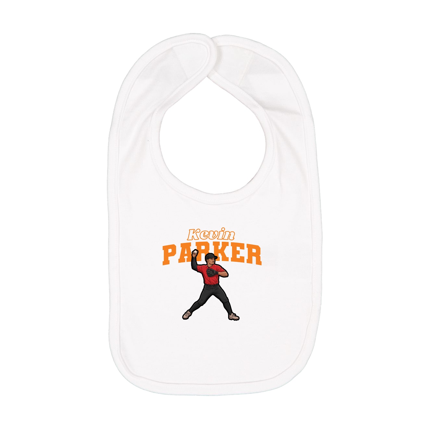 Infant Bib — Name Arch in White