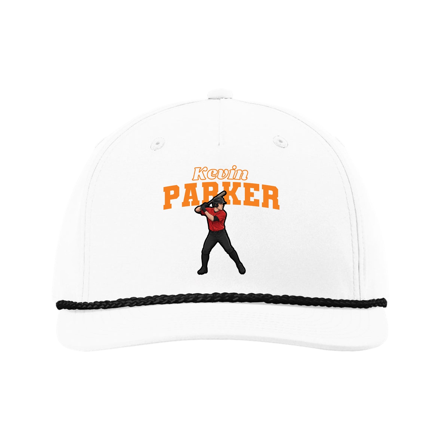 Five-Panel Classic Rope Cap — Name Arch in White