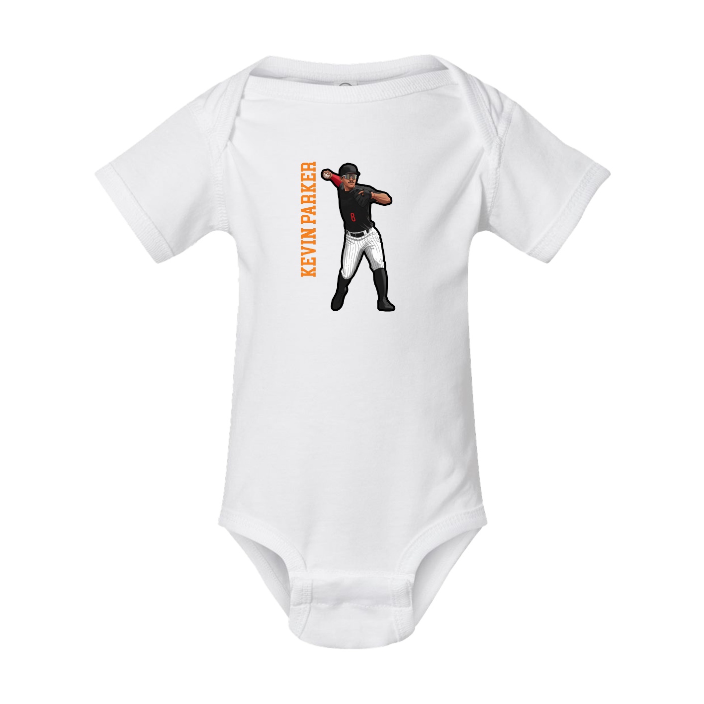 Baby Onesie — Name Vertical in White