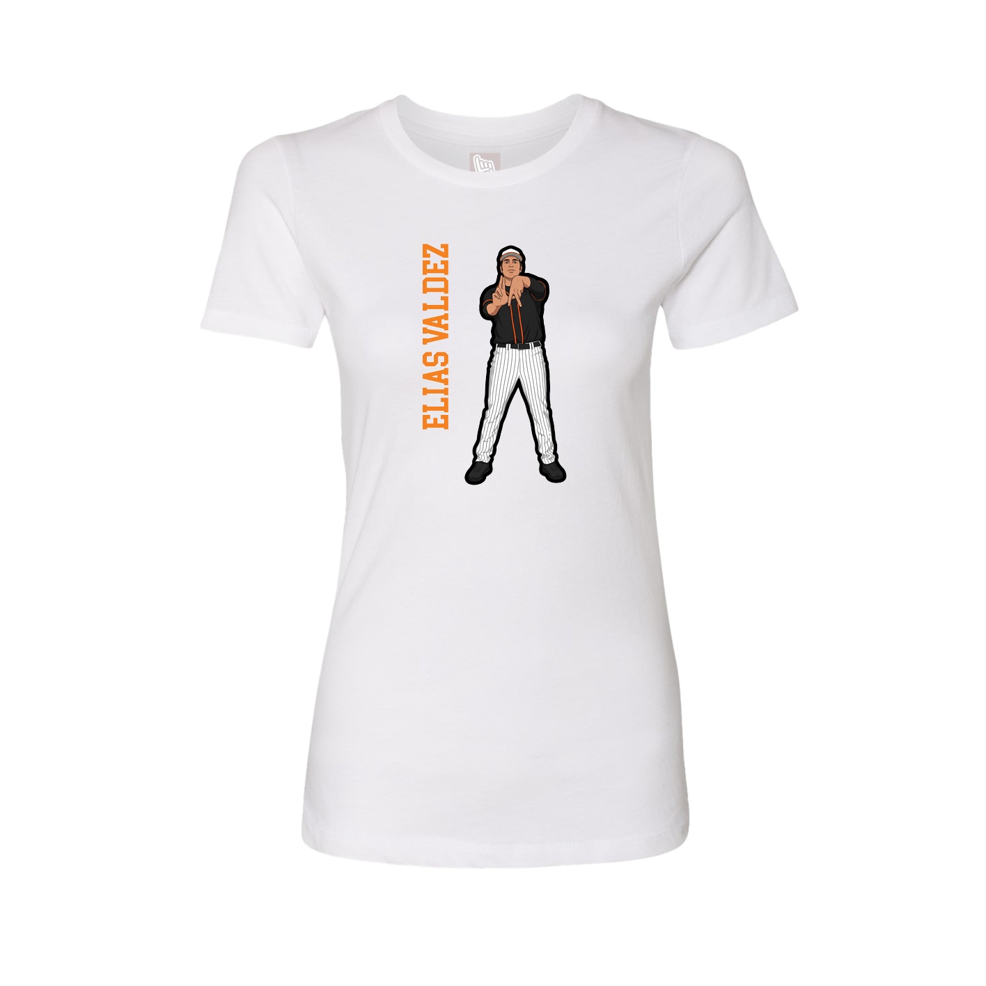 Fitted Women's Tee — Name Vertical in White