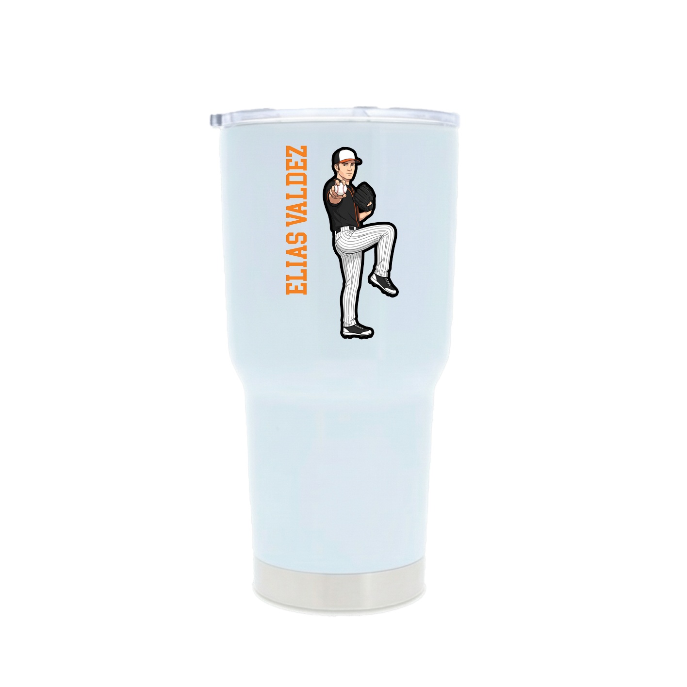 30oz Stainless Steel Tumbler — Name Vertical in White