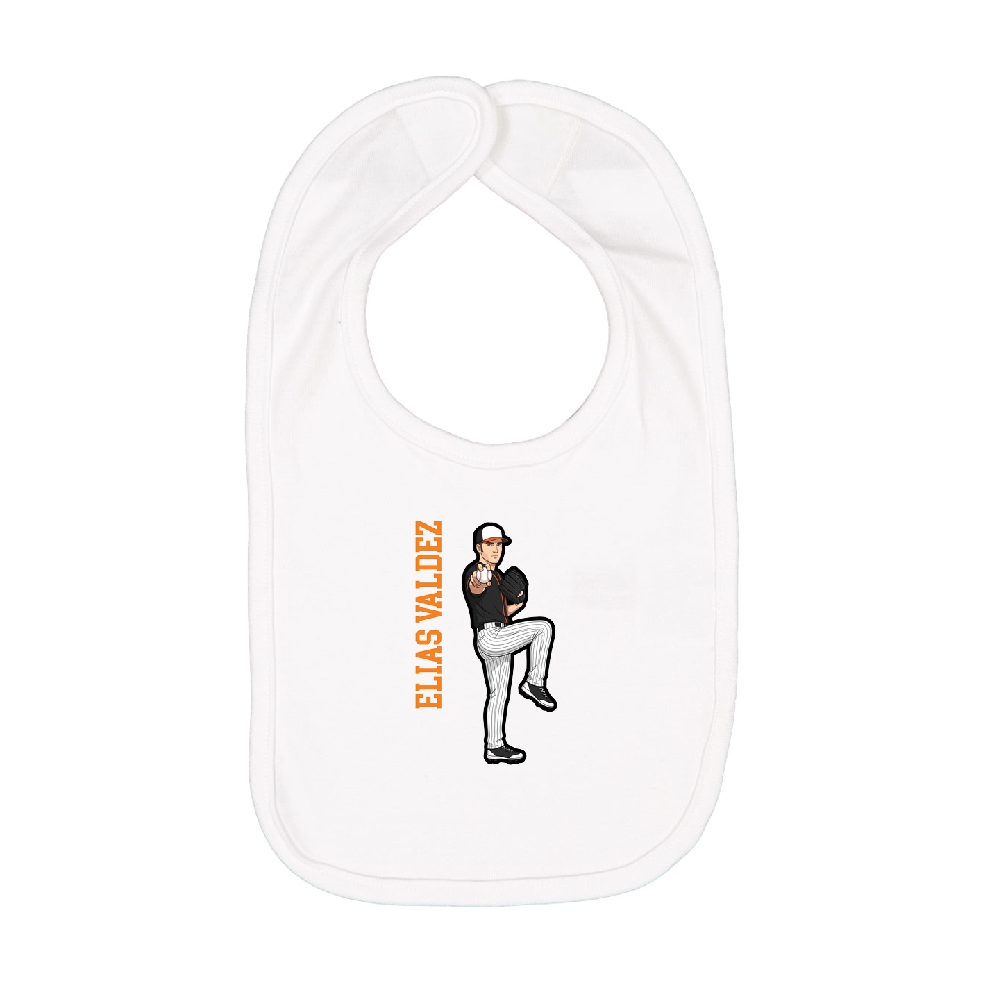 Infant Bib — Name Vertical in White