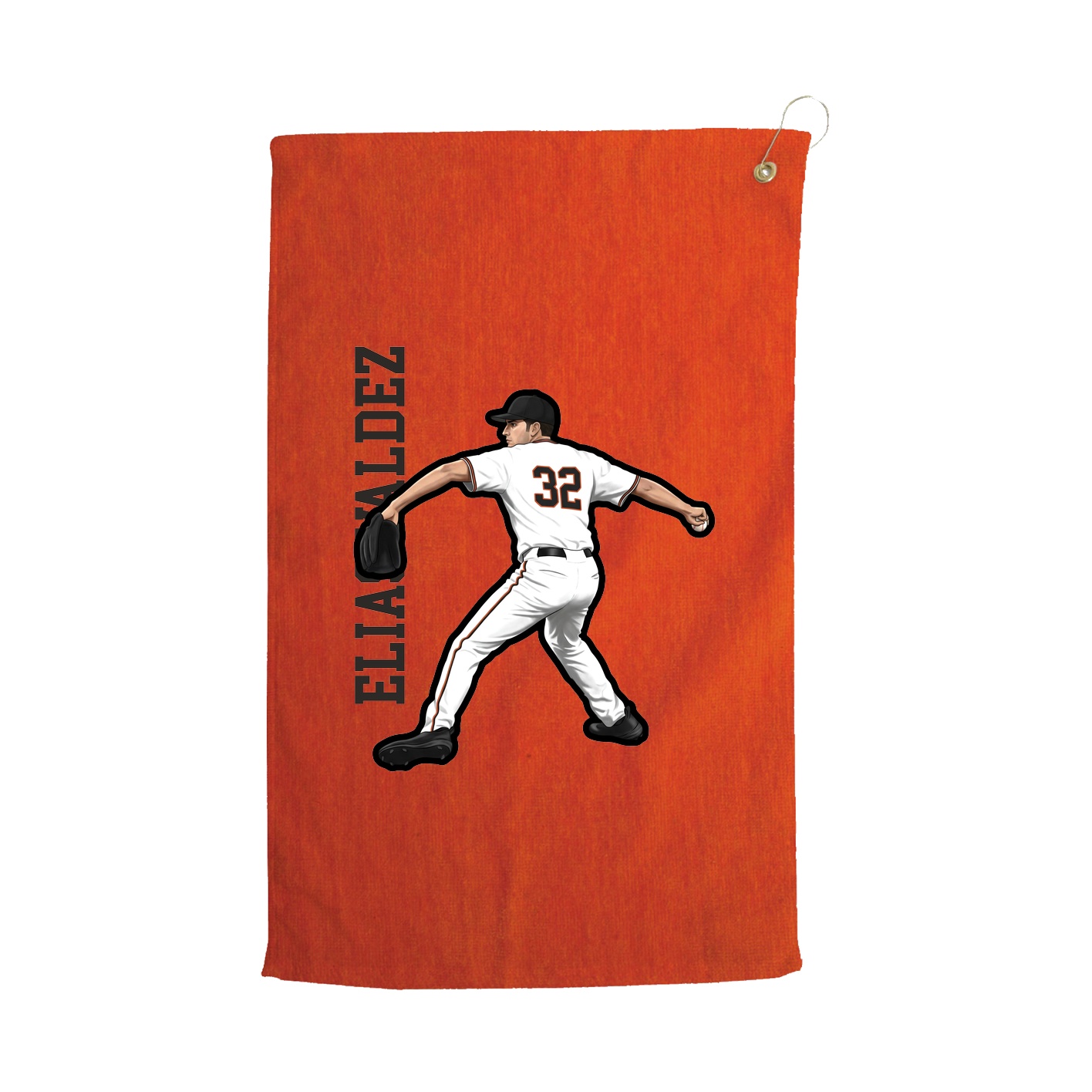 Golf Towel — Name Vertical in Orange