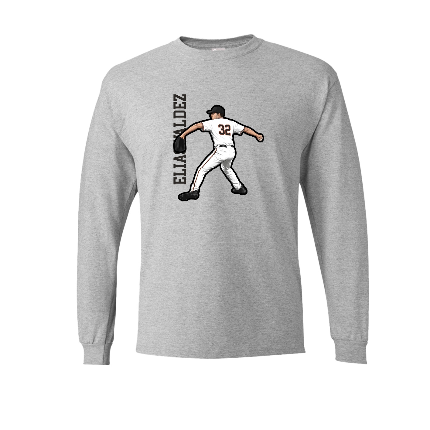 Long Sleeve Tee — Name Vertical in Grey