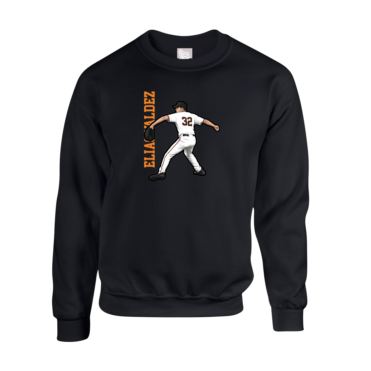 Fleece Crew — Name Vertical in Black