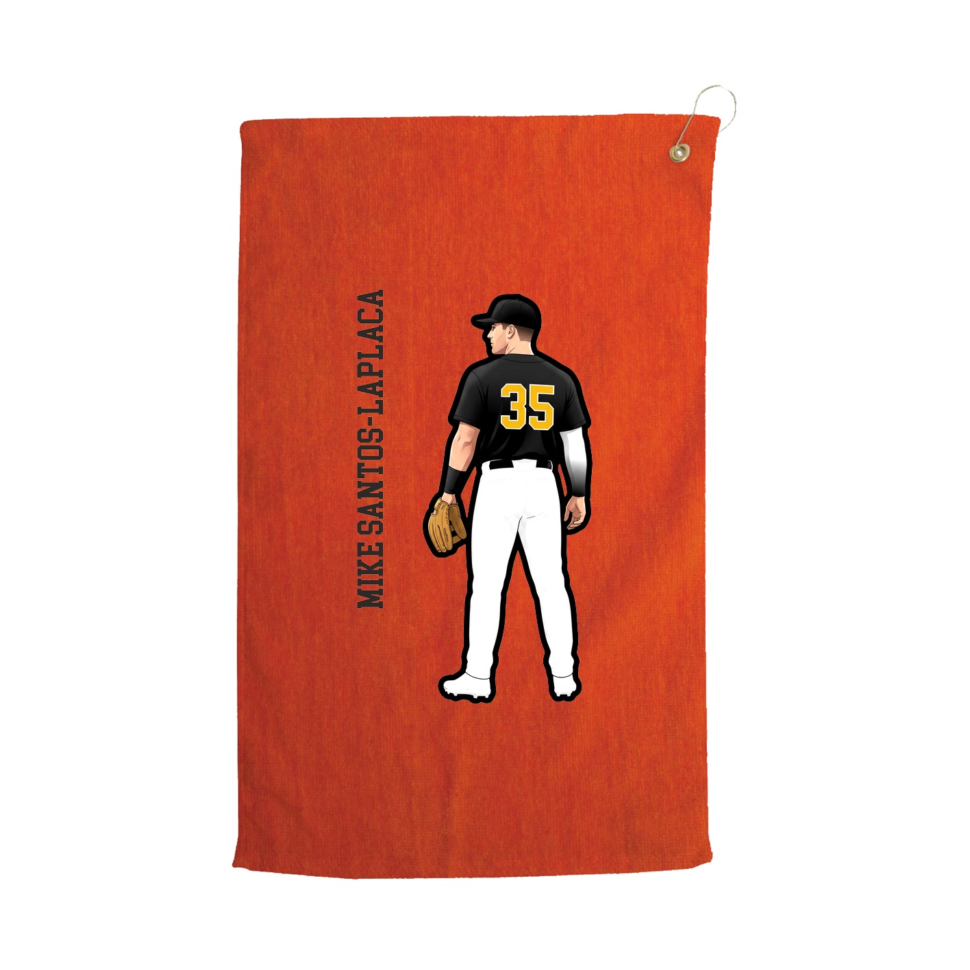 Golf Towel — Name Vertical in Orange