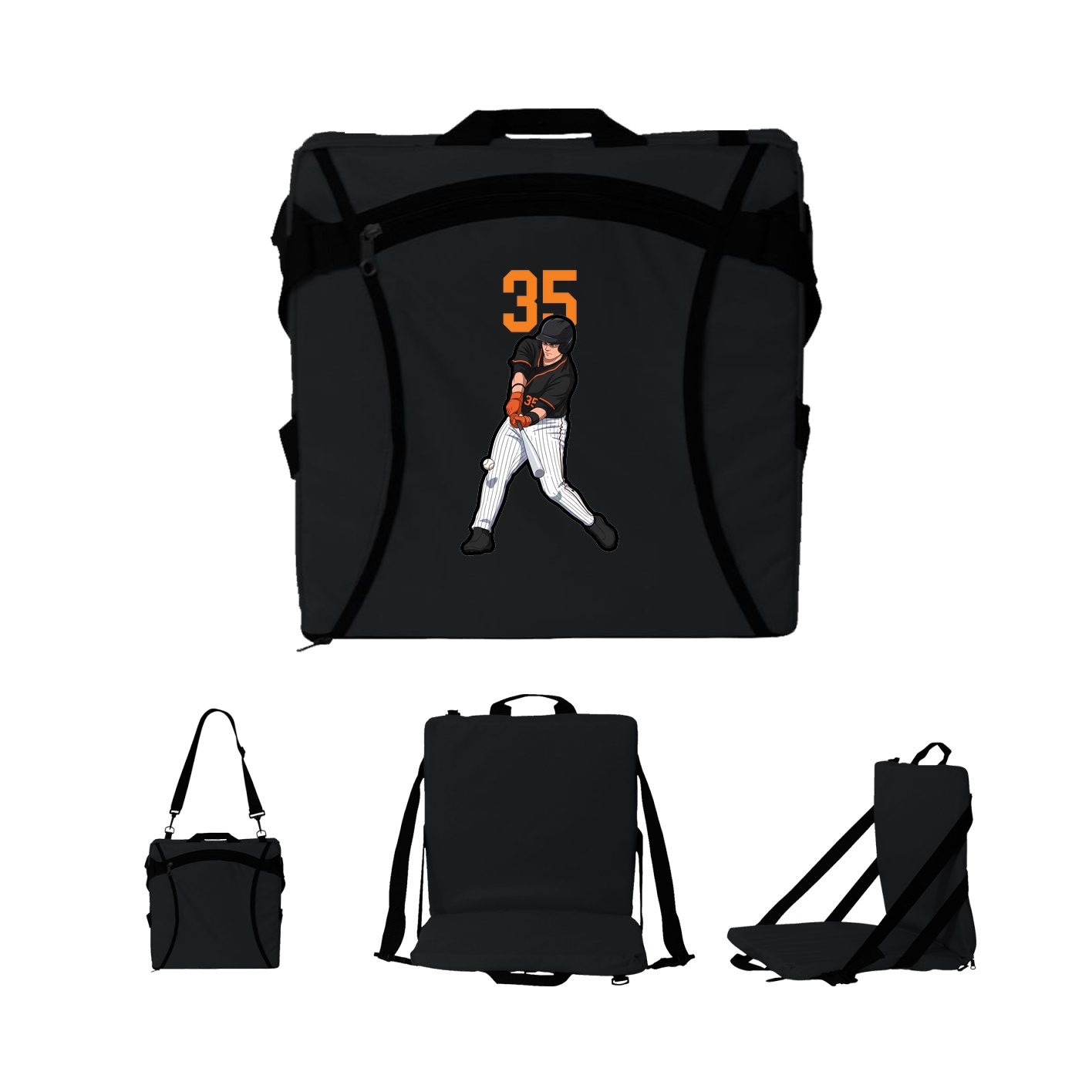 Folding Stadium Seat — Number Top in Black