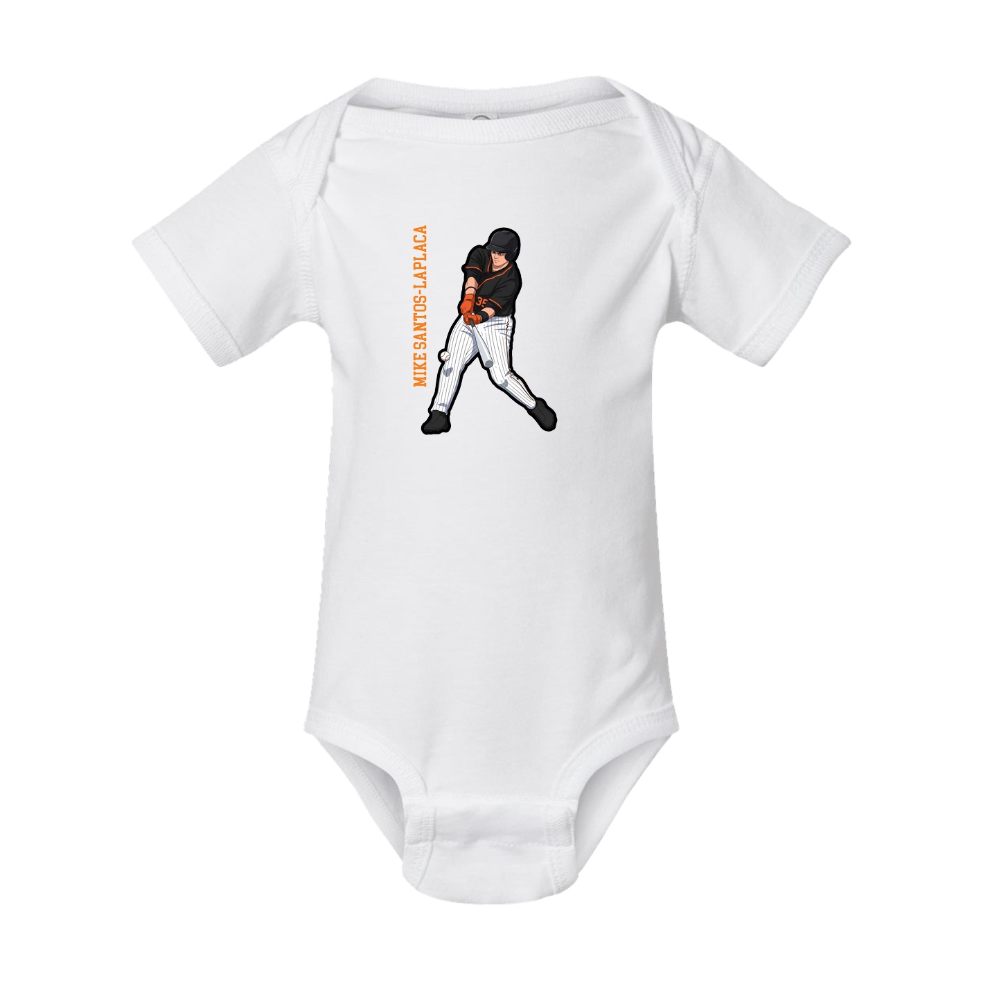 Baby Onesie — Name Vertical in White