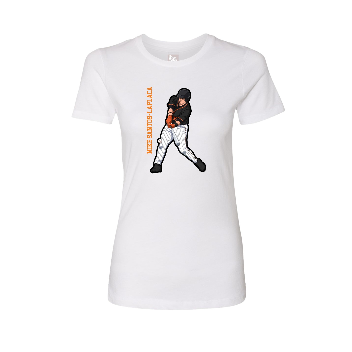 Fitted Women's Tee — Name Vertical in White