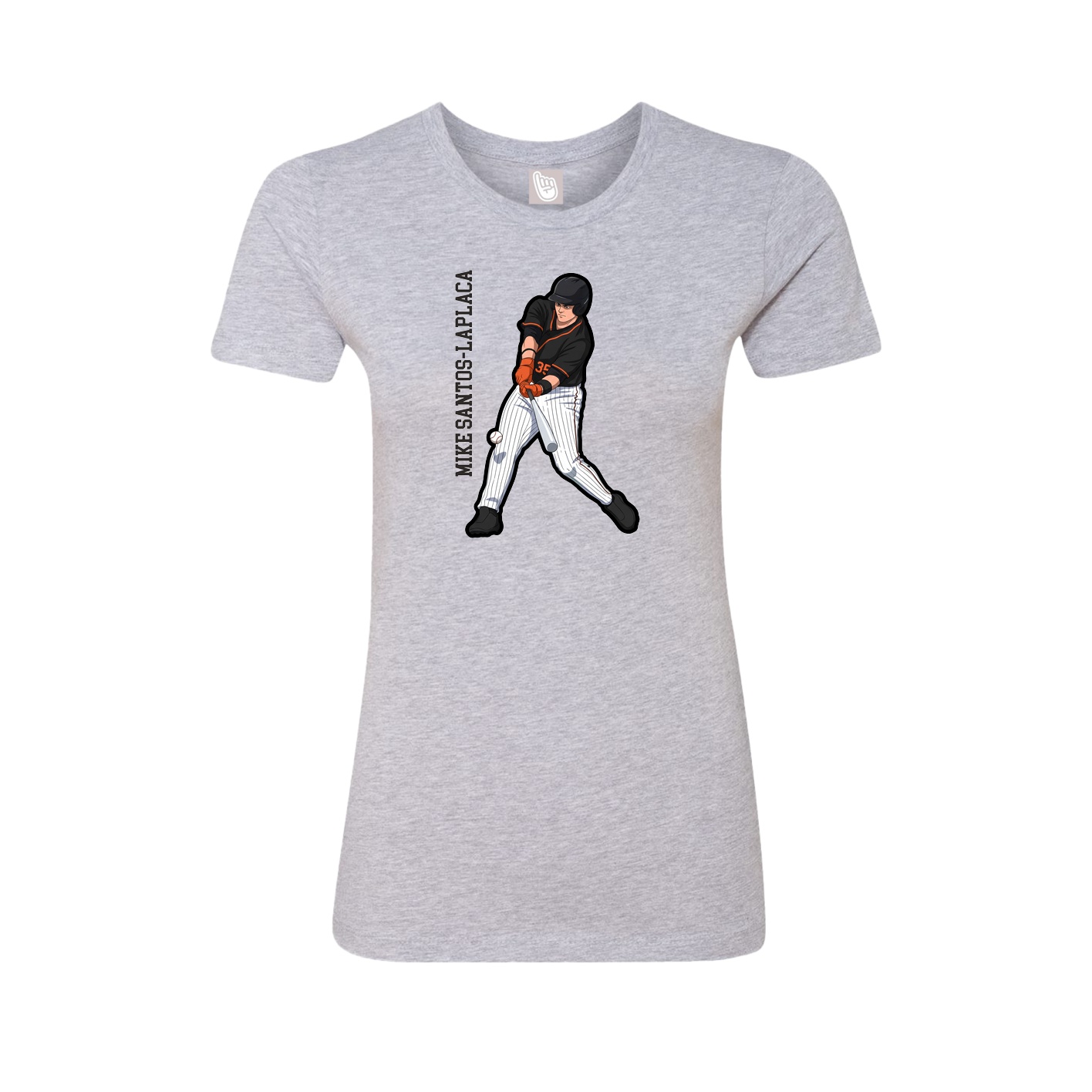 Womens Tee — Name Vertical in Grey