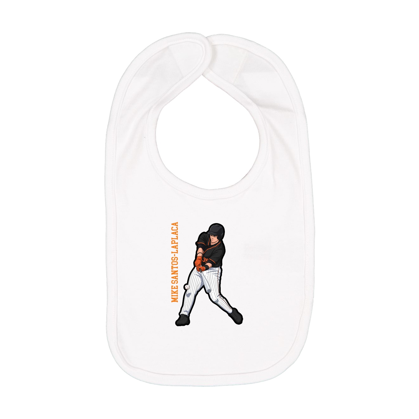 Infant Bib — Name Vertical in White