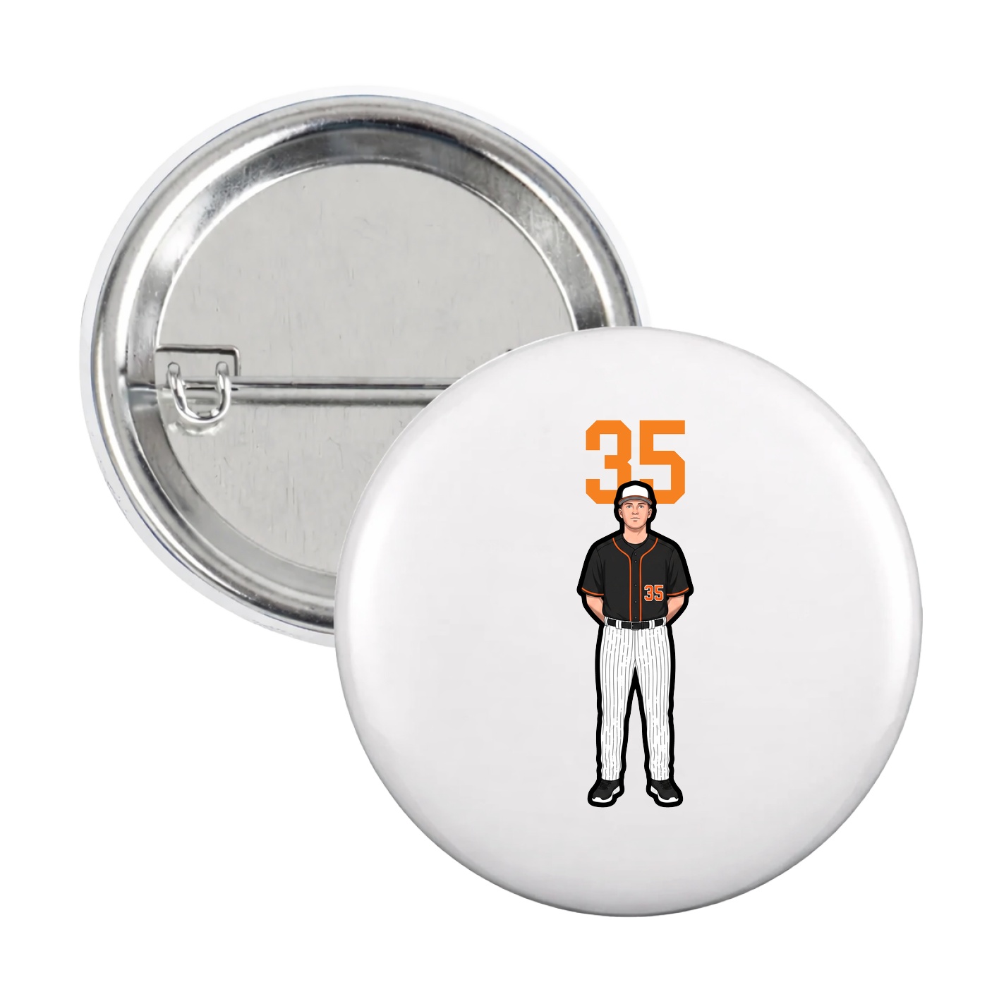 Game Day Button — Number Top in White