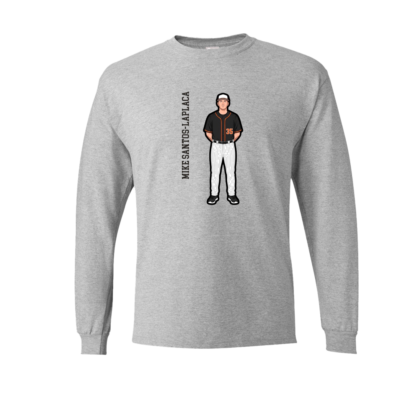 Long Sleeve Tee — Name Vertical in Grey