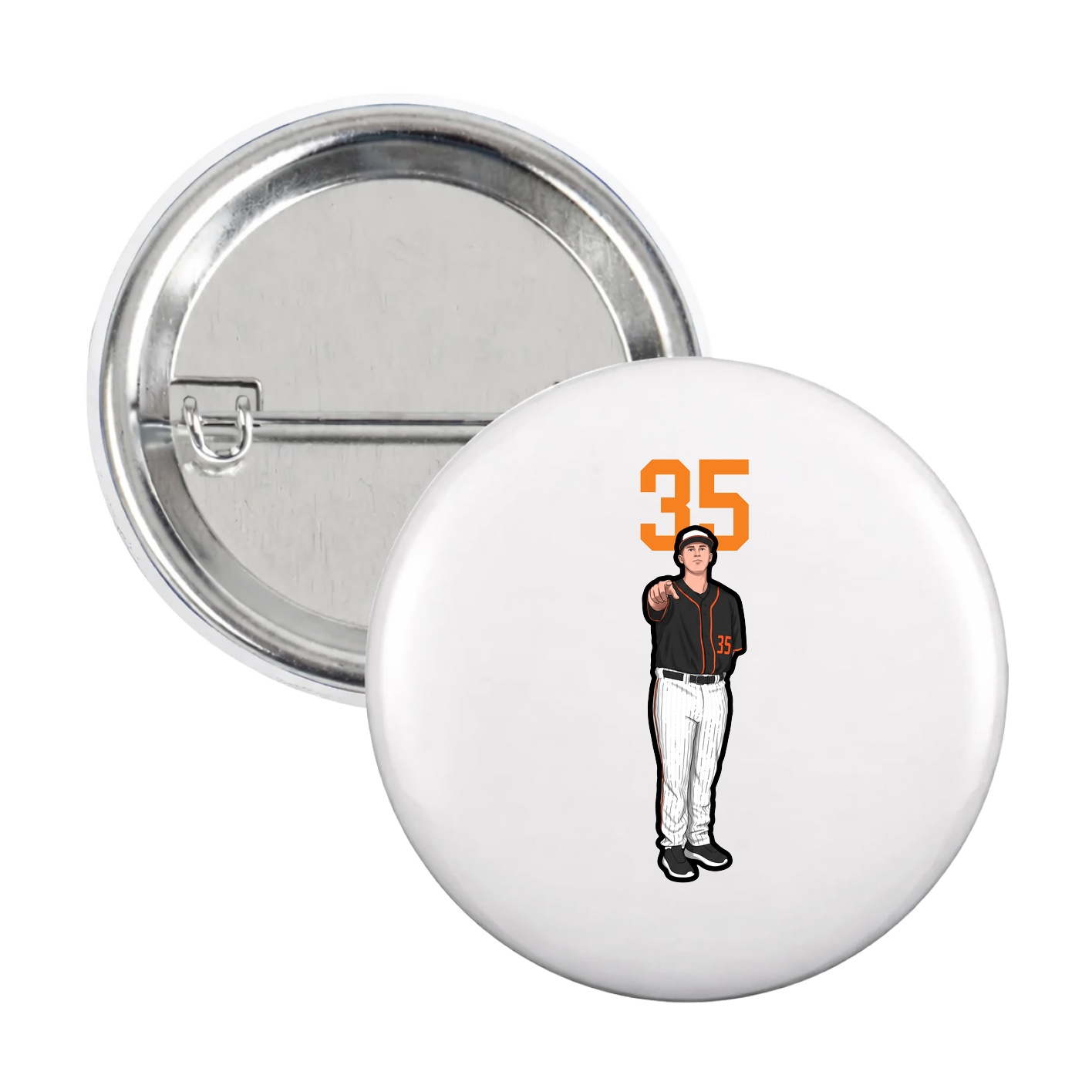 Game Day Button — Number Top in White