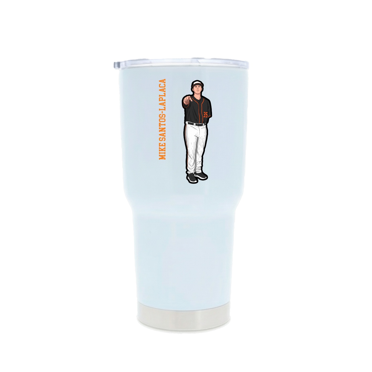 30oz Stainless Steel Tumbler — Name Vertical in White
