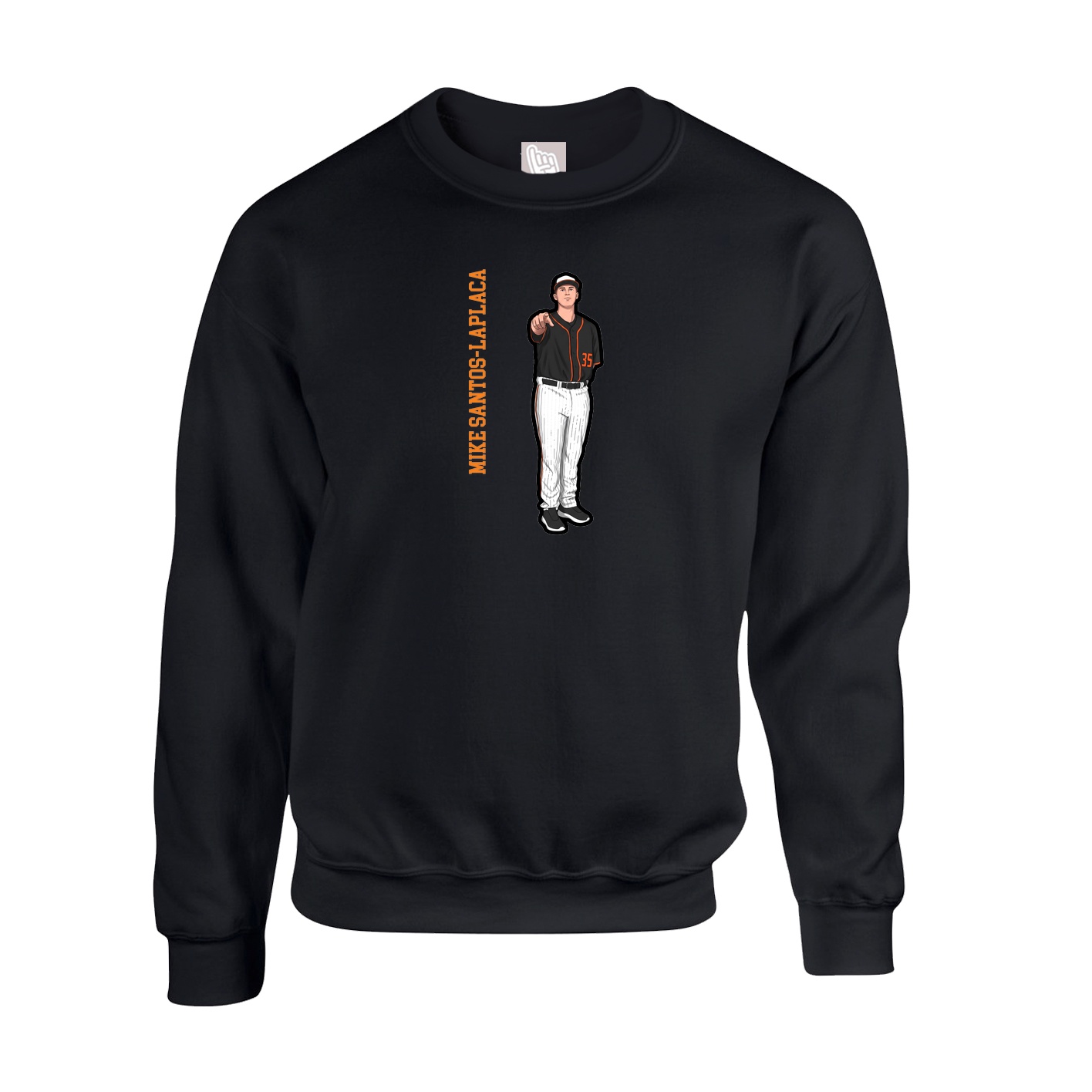 Fleece Crew — Name Vertical in Black