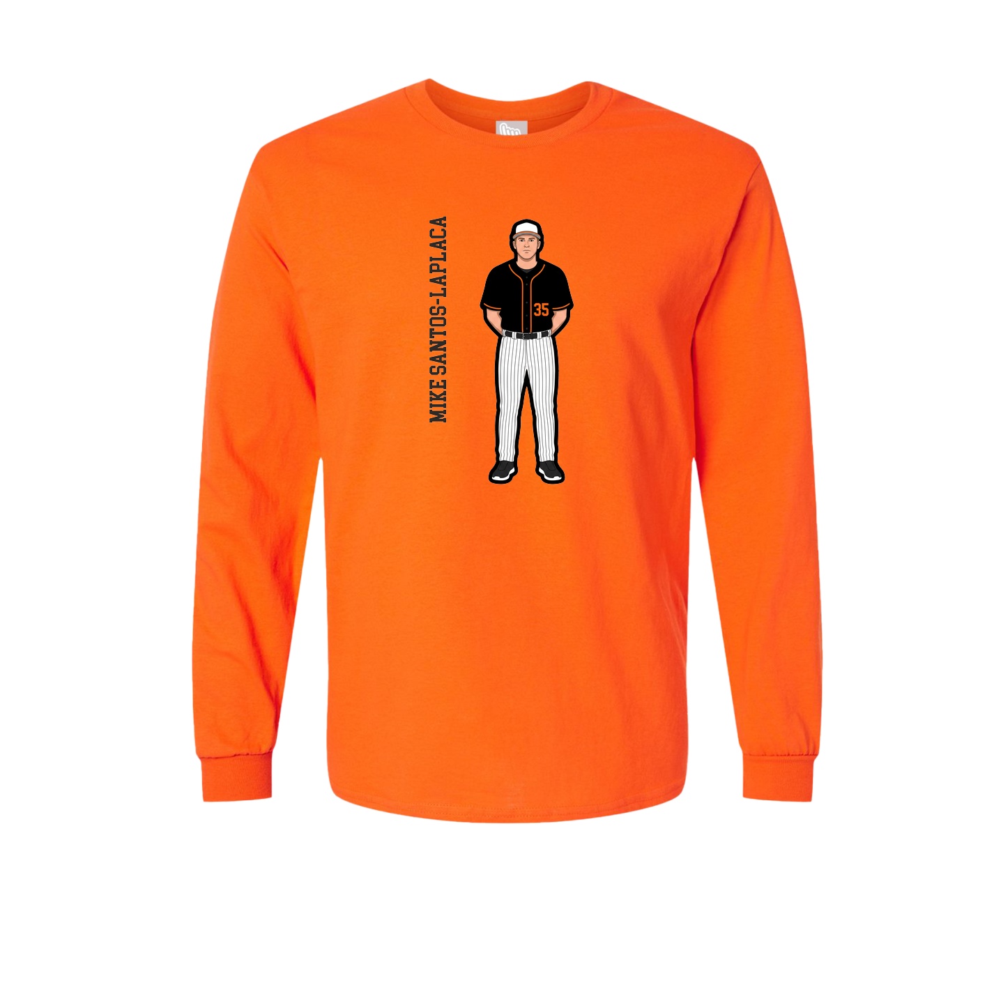 Long Sleeve Tee — Name Vertical in Orange
