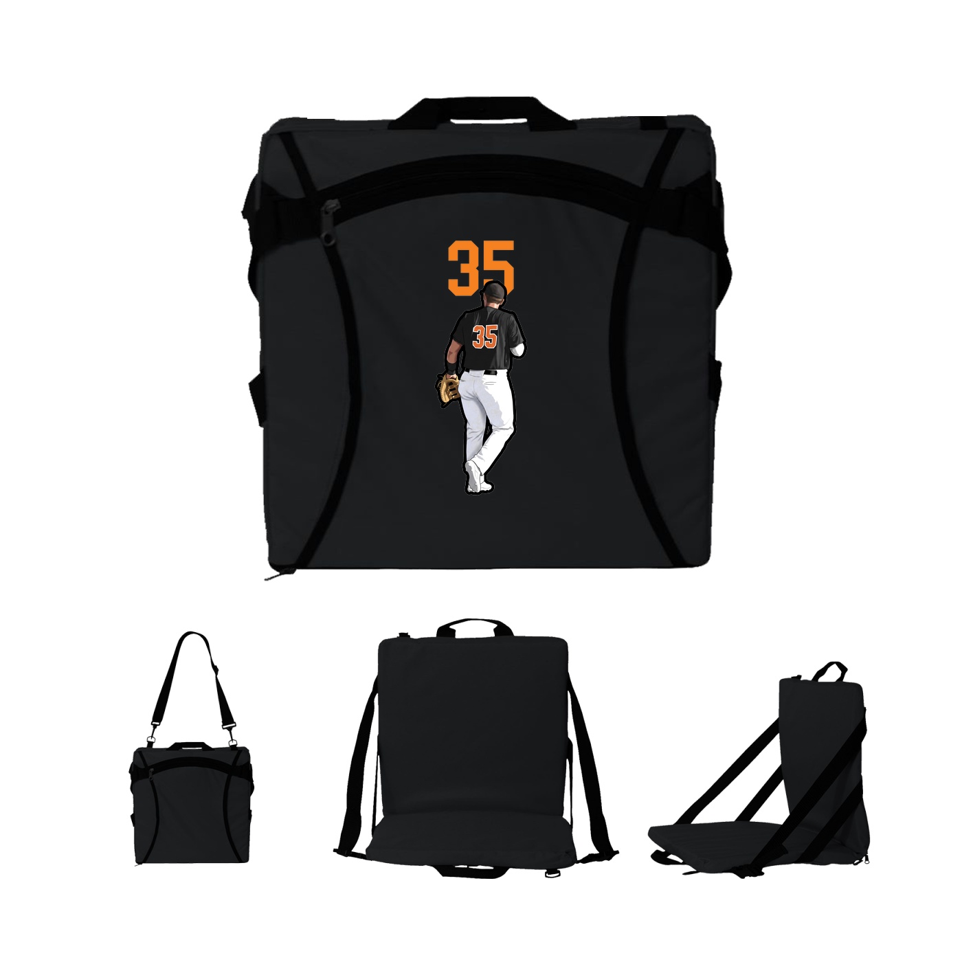 Folding Stadium Seat — Number Top in Black