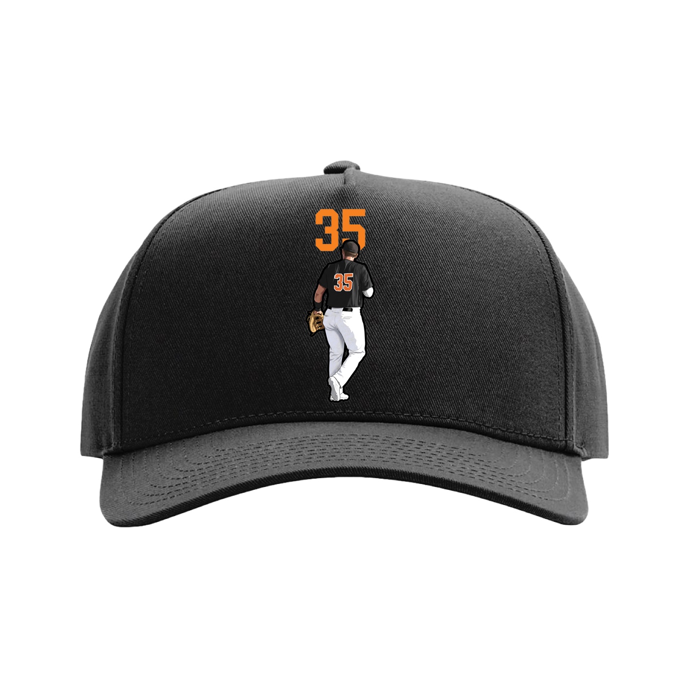 Full Fabric Five-Panel Champ Cap — Number Top in Black