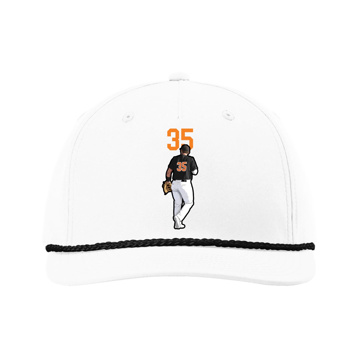 Five-Panel Classic Rope Cap — Number Top in White