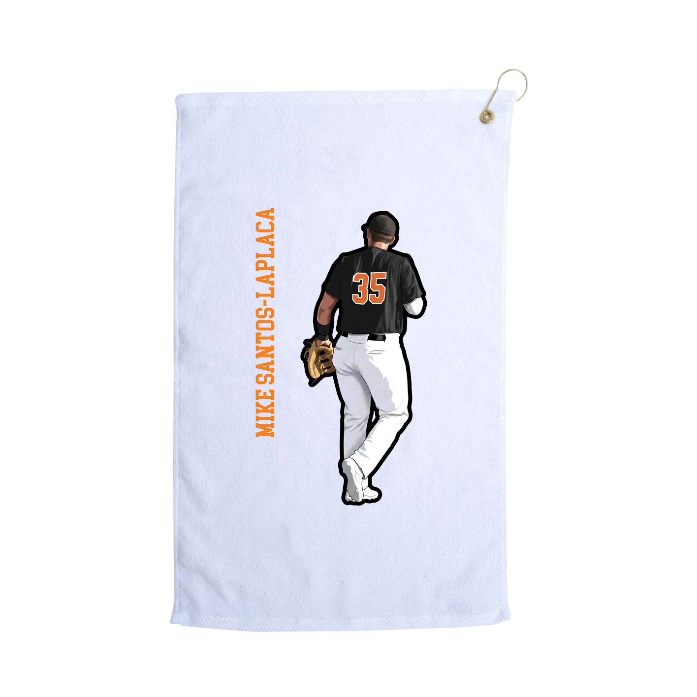 Golf Towel — Name Vertical in White