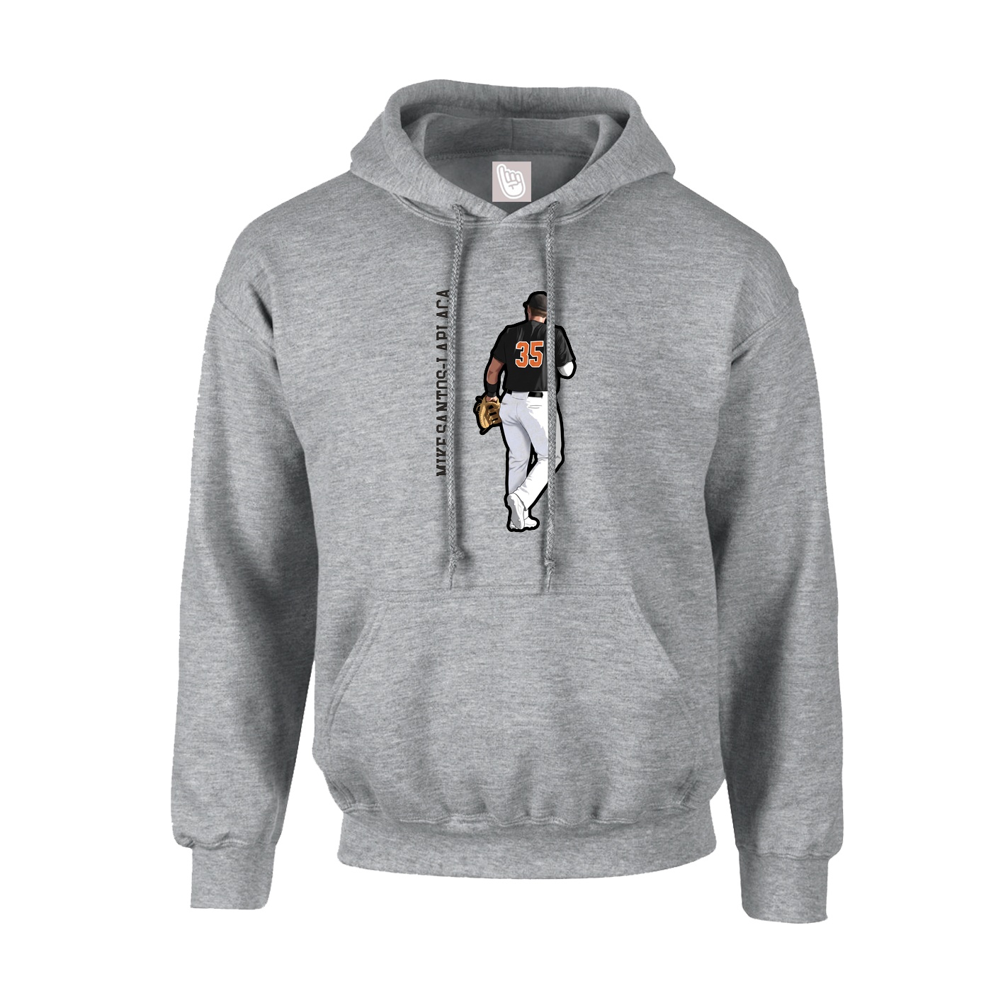Hoodie — Name Vertical in Grey