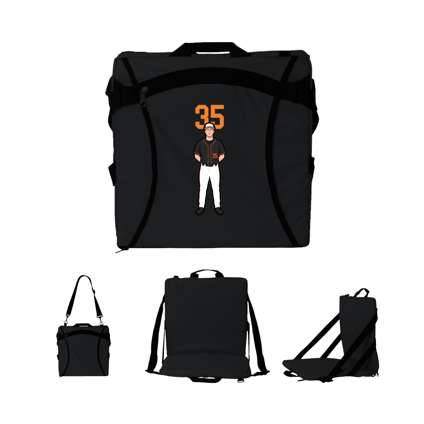 Folding Stadium Seat — Number Top in Black